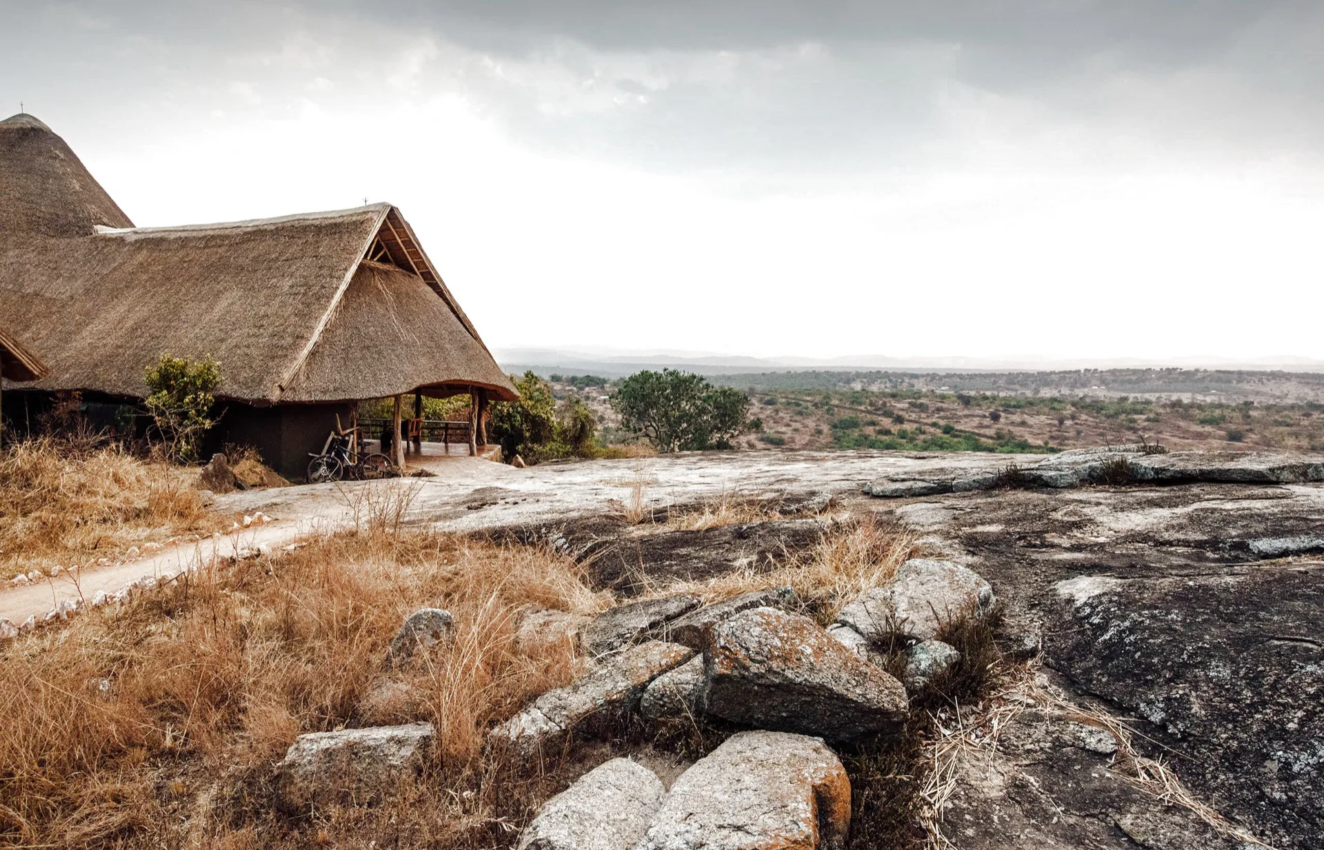 Rwakobo Rock Lodge at sunset, Lake Mburo